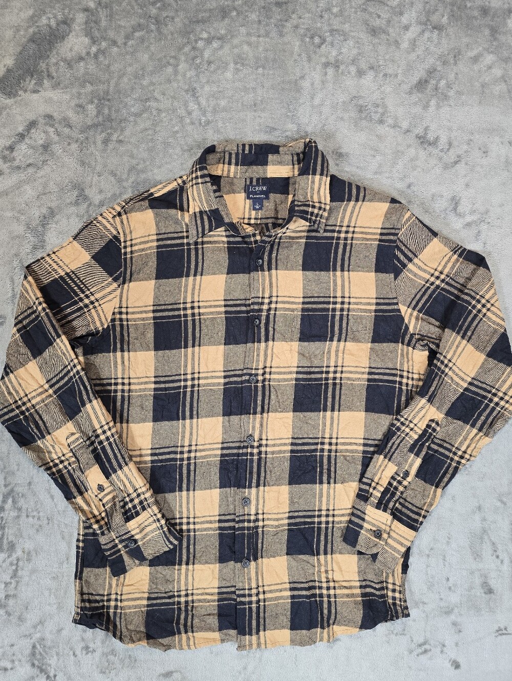 J Crew Brown Plaid Flannel Button Up Shirt Size Large